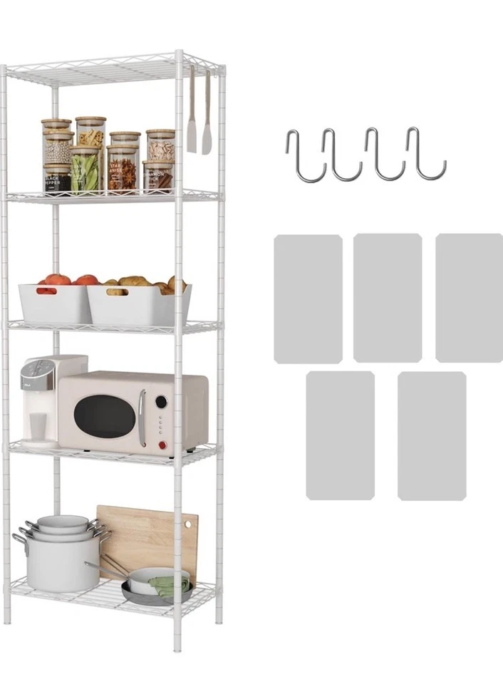 HOMEFORT 5-Shelving Unit, Adjustable Wire Shelving, Metal Wire Shelf with Shelf Liners...