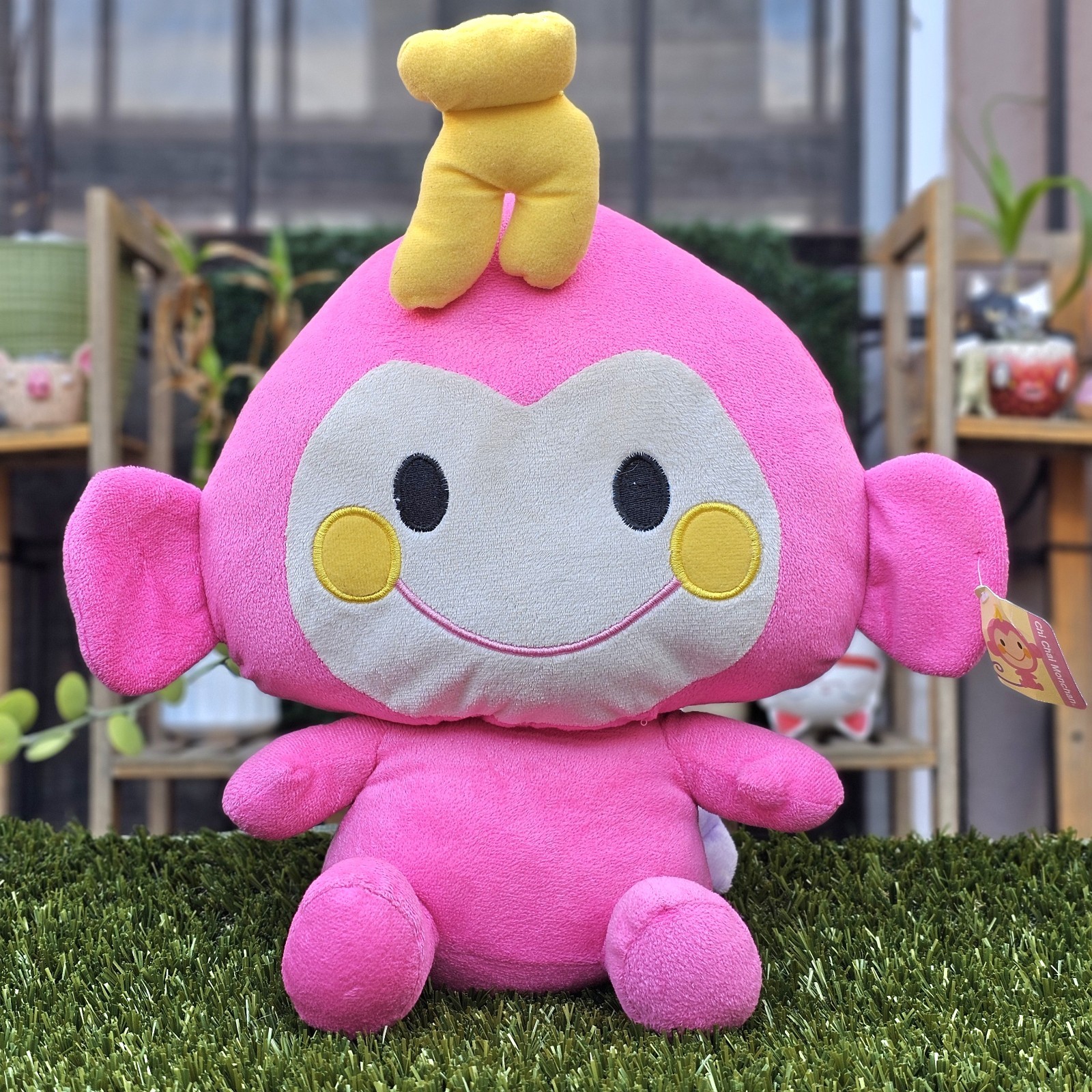 Muñeco mono de peluche rosa Sanrio Chi Chai Monchan 18 pulgadas juguete de peluche con licencia de fiesta