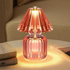 Small Battery Operated Lamp with Timer, Tiny Cordless Glass Table Lamp for Ho...