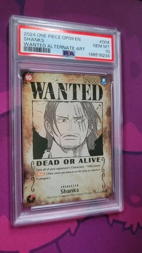 One Piece TCG Wanted Shanks OP09-004 SP Alt Art English Holo PSA 10 2024