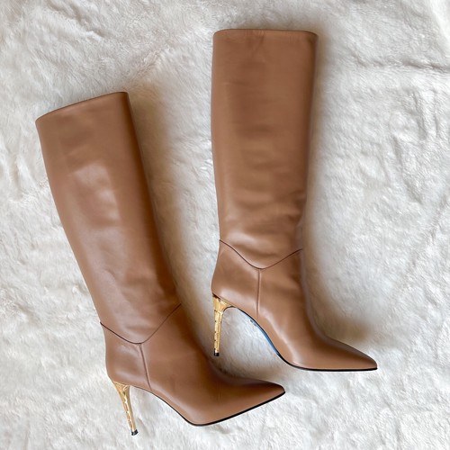$725 40EU Loriblu Hecho en Italia Beige Taupe Botas Hasta la Rodilla Tacón Alto Punta Punta Punta