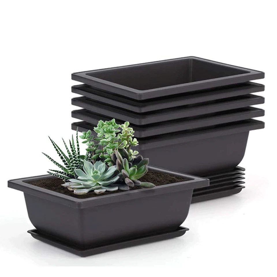 1-3 Set Plastic Bonsai Flower Pots Growing Pot with Tray Plant Labels for Garden - Image 3 of 4