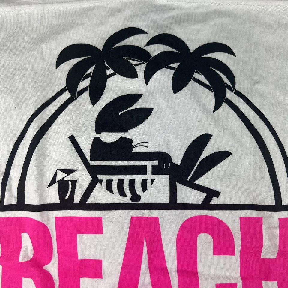 Vintage Yamaha Shirt Mens Medium White Beach Bunny Rabbit  3/4 Sleeves Rare 90s - Image 4 of 4