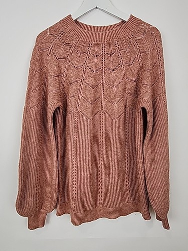 Elle Knit Jumper Womens Beige/Orange Size XL Long Sleeve - Picture 3 of 10