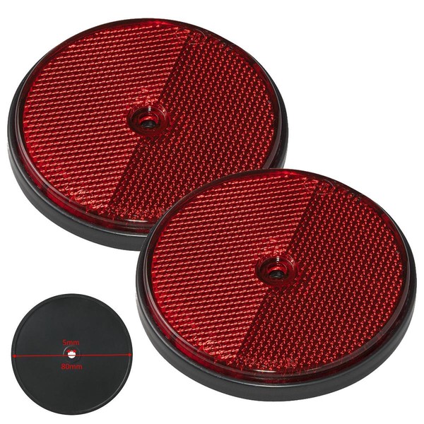 2 X Reflektor Rot Ø 80Mm AnhäNger RüCkstrahler Xl Seitenstrahler Lkw Wohnwagen-image