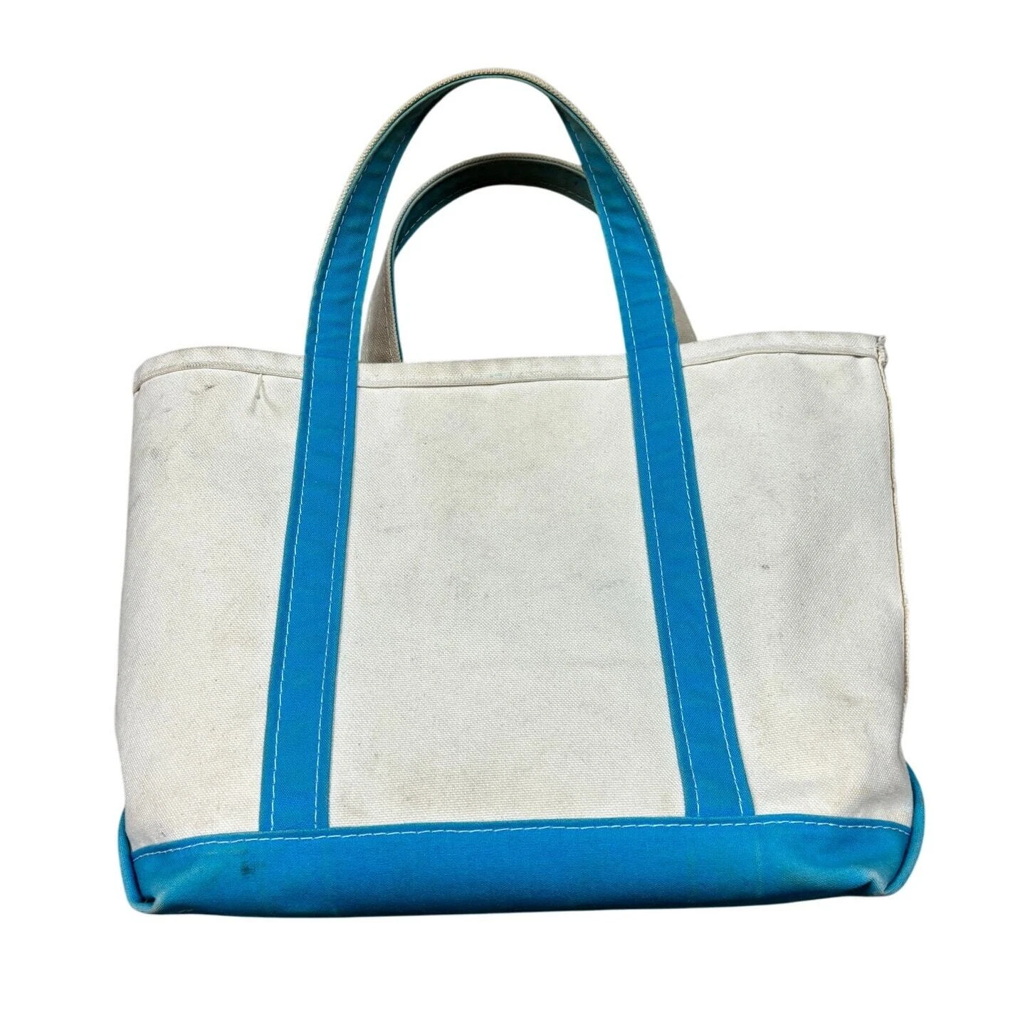 Vintage LL Bean Boat and Tote Mini Canvas Blue Tote Bag Beach Grocery 17x12