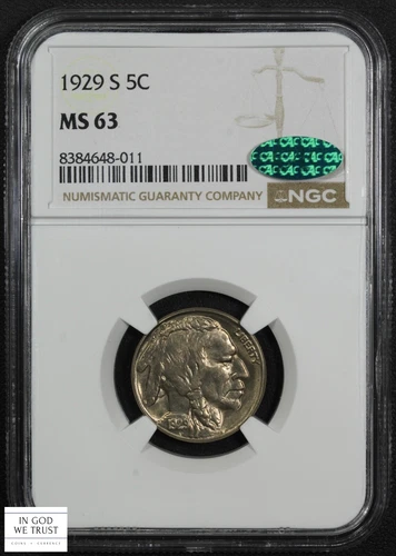 1929 S Buffalo Nickel 5C NGC MS 63 CAC