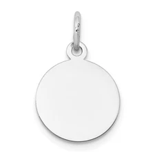 14K White Gold Round Disc Charm Pendant Perfect Gift for Her