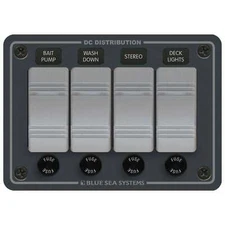 Blue Sea 8262 Power Distribution Panel Waterproof 12V 24V DC 4 Pos Marine