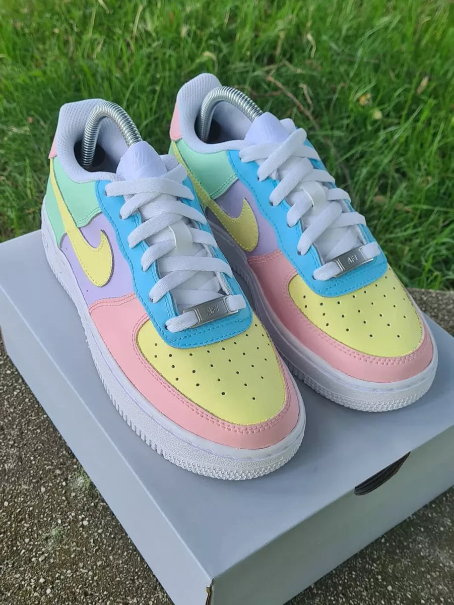 Nike Air Force 1 Custom Pastel Easter Shoes Green Blue Purple Pink White eBay