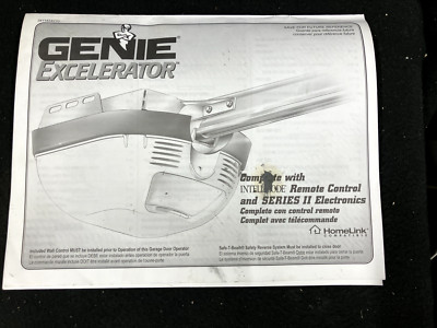 GENIE EXCELERATOR SCREW DRIVE GARAGE DOOR OPENER OWNER'S MANUAL