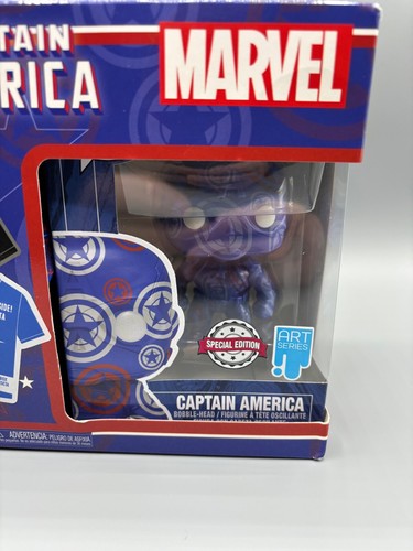 Funko Pop! #36 Marvel Captain America Art Series & T-Shirt Special Edition Set - Picture 6 of 6