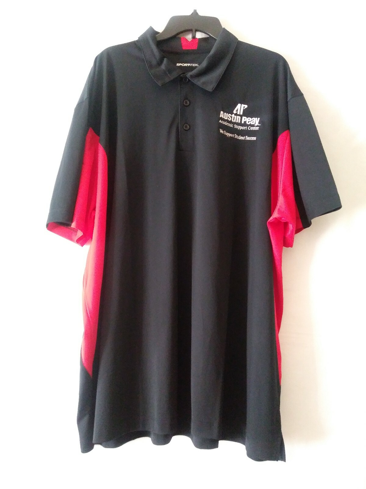 SPORT TEK BLUE BLACK POLO AUSTIN PEAY ACADEMIC SUPPORT CENTER SHIRT