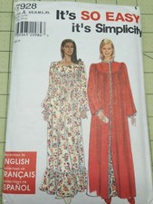Vintage Simplicity Pattern 7928 Classic Robes Nightgowns Size XS S M L XL UNCUT