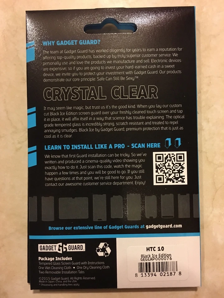 Gadget Guard Black Ice Edition Clear Glass Screen Protector For HTC 10 - Image 2 of 3