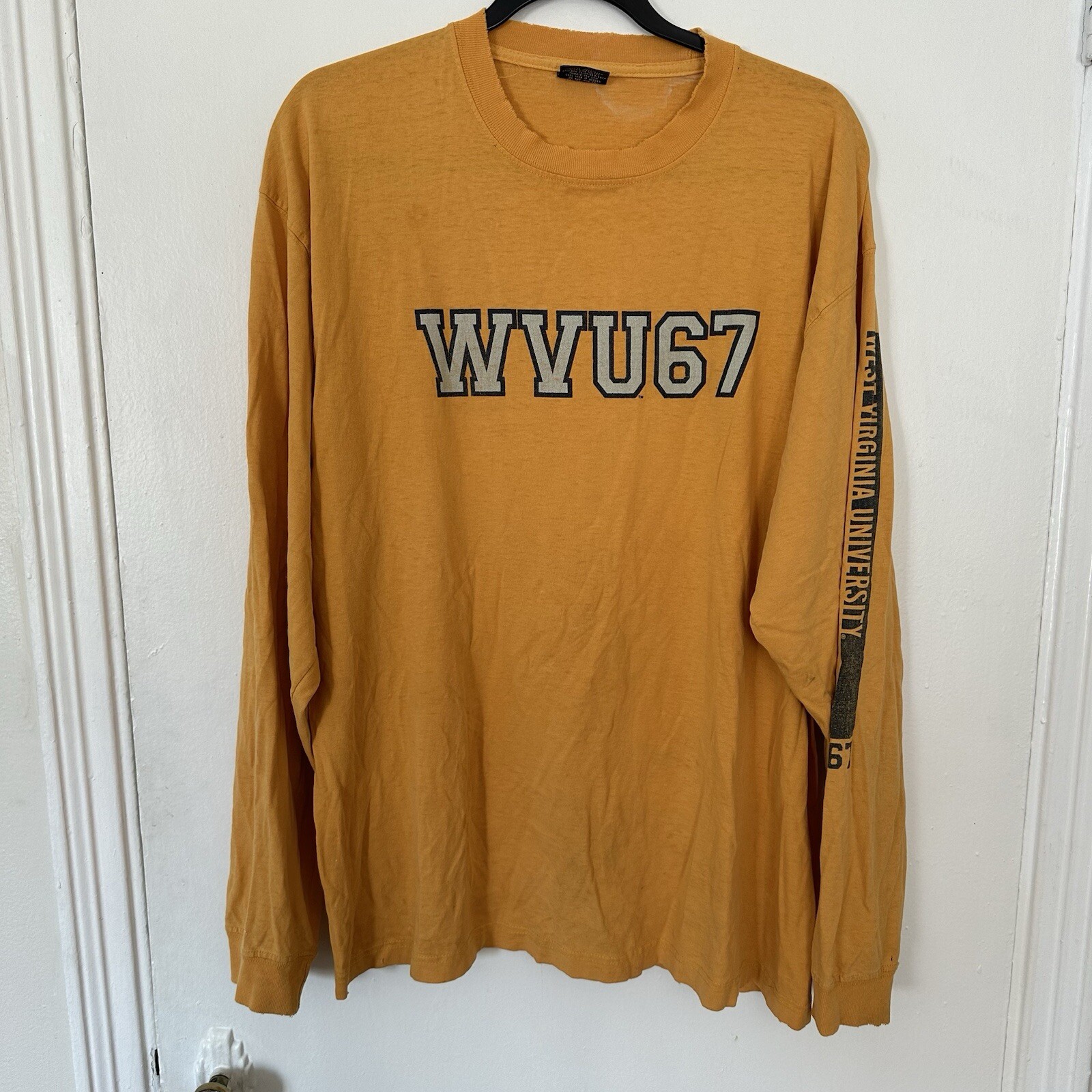 WVU West Virginia University Vintage Y2K Long Sleeve Graphic T-Shirt Adult Large