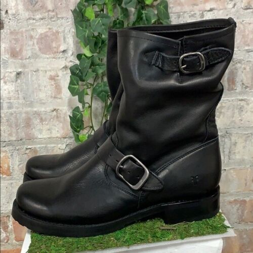 NIB Frye Women's Veronica Short Leather Boots Black Buckle Moto - Pick Size  - Picture 1 of 7