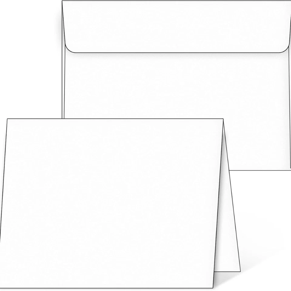 Heavyweight White Blank Cards With White Envelopes 5x 7 Greeting Cards Blan