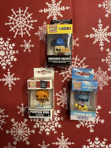 Funko Pocket Pop Keychain Disney Exclusive Stitch Pumpkin King Sorcerer Mickey