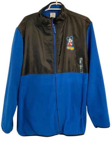 Disney Store Mens Sz XL Mickey Mouse Fleece Qtr Zip Men's Jacket Blue Black NWT image 2