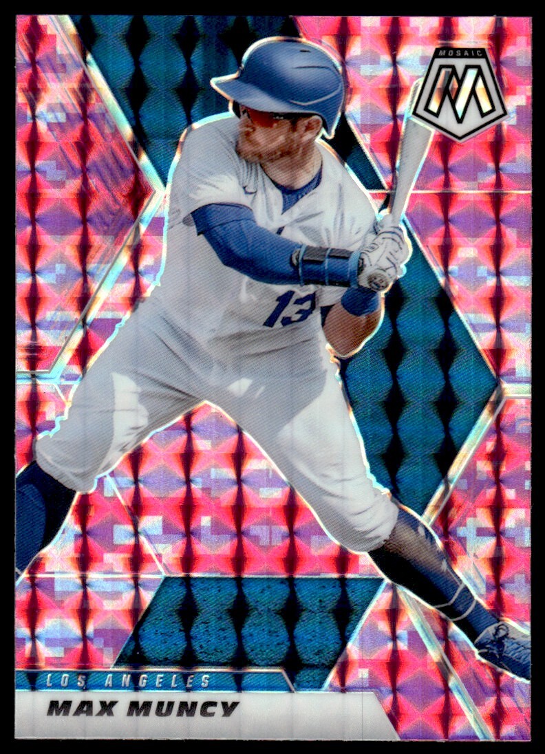 Max Muncy x 2021 Panini Mosaic #28 Los Angeles Dodgers Pink Camo Prizm