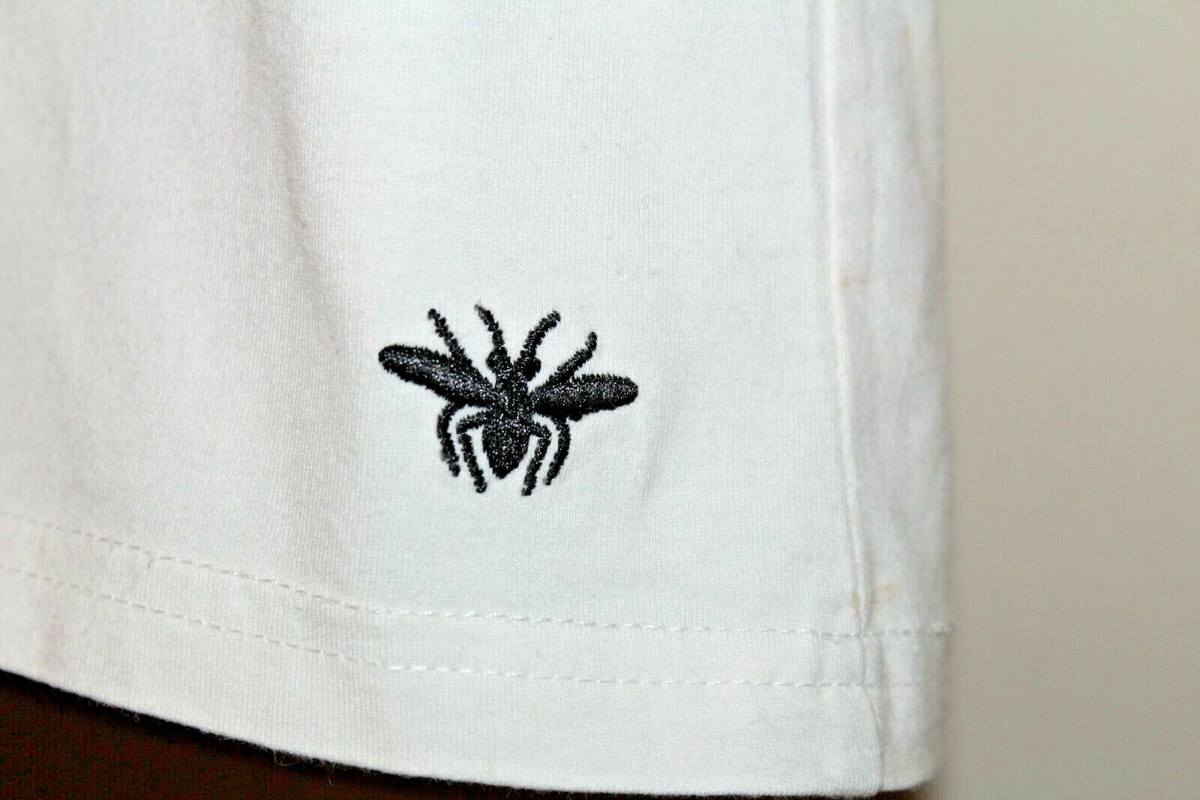 RARE! DIOR HOMME WHITE SUSPENDER RUNWAY T-SHIRT BEE EMBROIDERY
