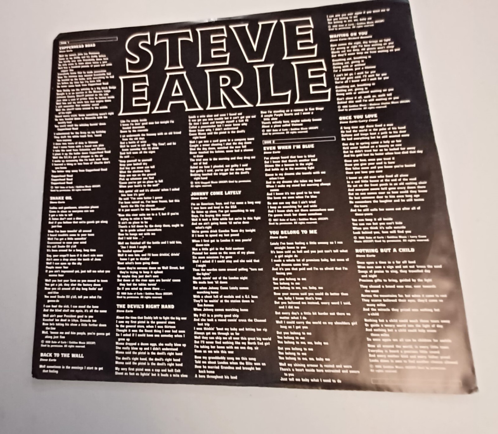 STEVE EARLE Copperhead Road vinyl 1988 eBay