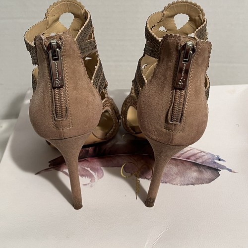 Jessica Simpson - Jessila Formal Peep-toe Stiletto Rhinestone 6 M Dark Sandbar - Picture 6 of 13