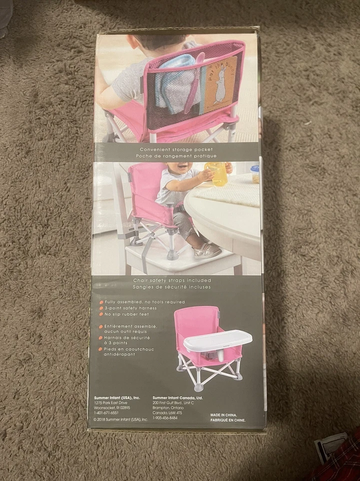 Asiento elevador portátil Summer Pop 'N Sit uso interior/exterior fácil limpieza rosa nuevo Foto 2 de 3