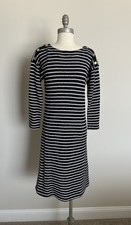 Talbots Small NWT Nautical Striped Knit Sweater Dress Navy White Gold Button