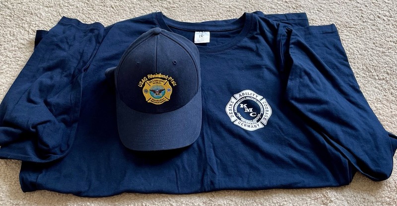 NEW 2! - Feuerwehr Germany KMC Fire Services T-Shirt & USAG Rheinland-Pfalz Cap