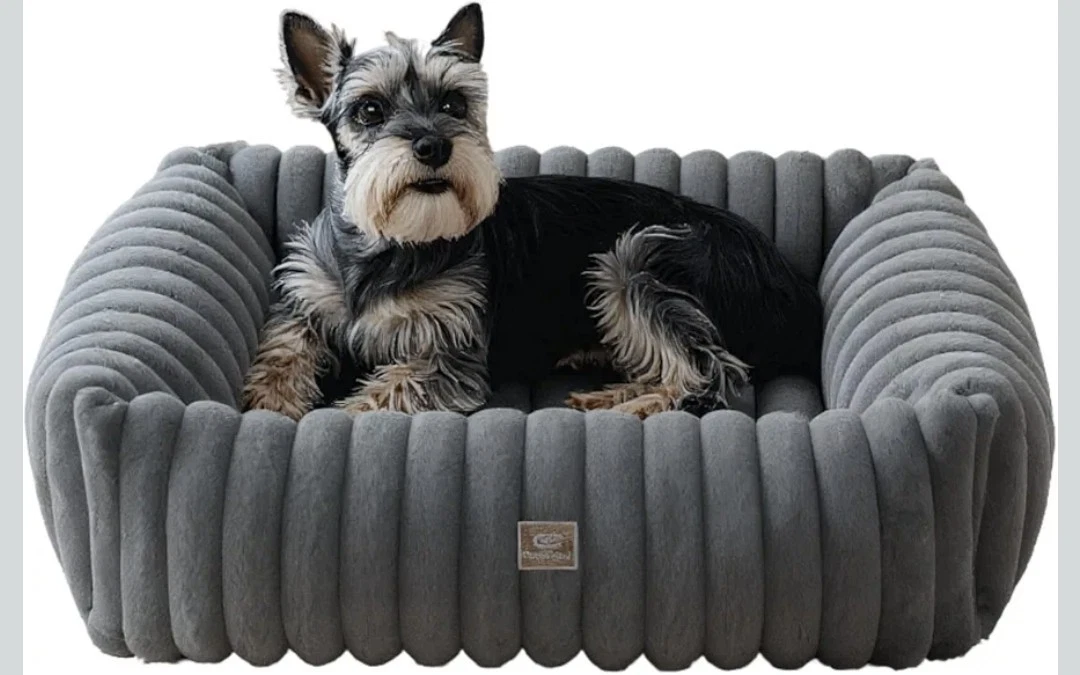 Small Dog Bed with Wave-Textured Design, Washable Rectangular Pet Bed Non Slip