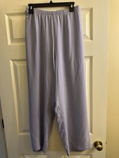 NWT Eileen Fisher Silk Georgette Crepe Plume Purple Straight Ankle Pants 2X 248