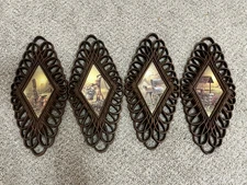 Vintage Set Of 4 Burwood Products Company 1350 Country Wall Plaques Made in USA