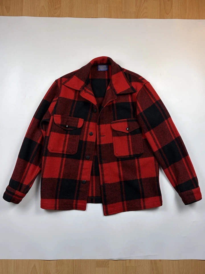 Vintage Pendleton Red And Black Buffalo Check Wool Jacket Size Medium - Image 2 of 4