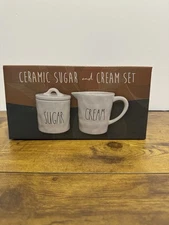 New Kitchen Worthy White Ceramic Sugar & Cream Serving Set Oven & Microwave Safe