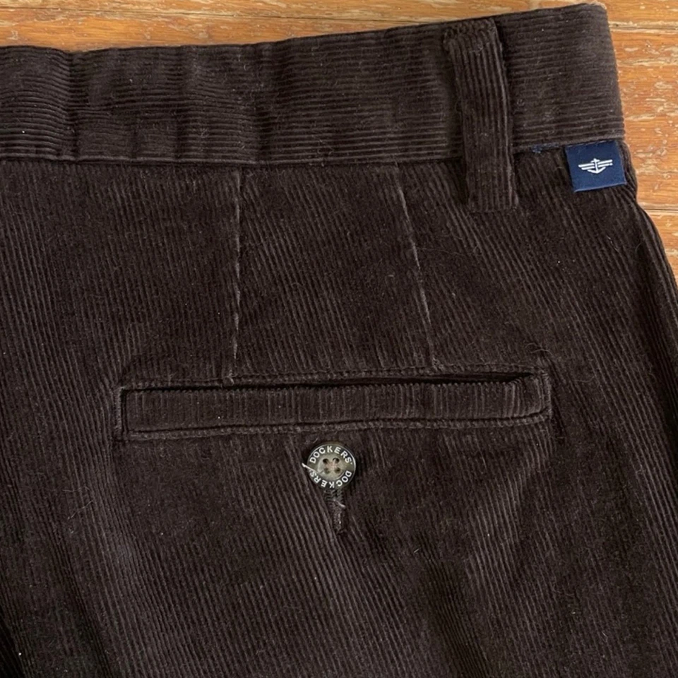 Pantalones de pana vintage para hombre talla 38x32 años 90 Dockers marrón mezcla de algodón amurallado Foto 4 de 4
