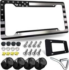 American Flag License Plate Frame Patriotic Usa Flag Car Tag Cover Rust Rattle