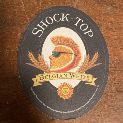 Shock Top Belgian White (Anheuser-Busch) Oval Beer Coaster / Beer Mat 