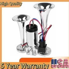 Super Loud Train Electric Air Horn 600DB Dual Trumpets Car Truck Boat Speaker US