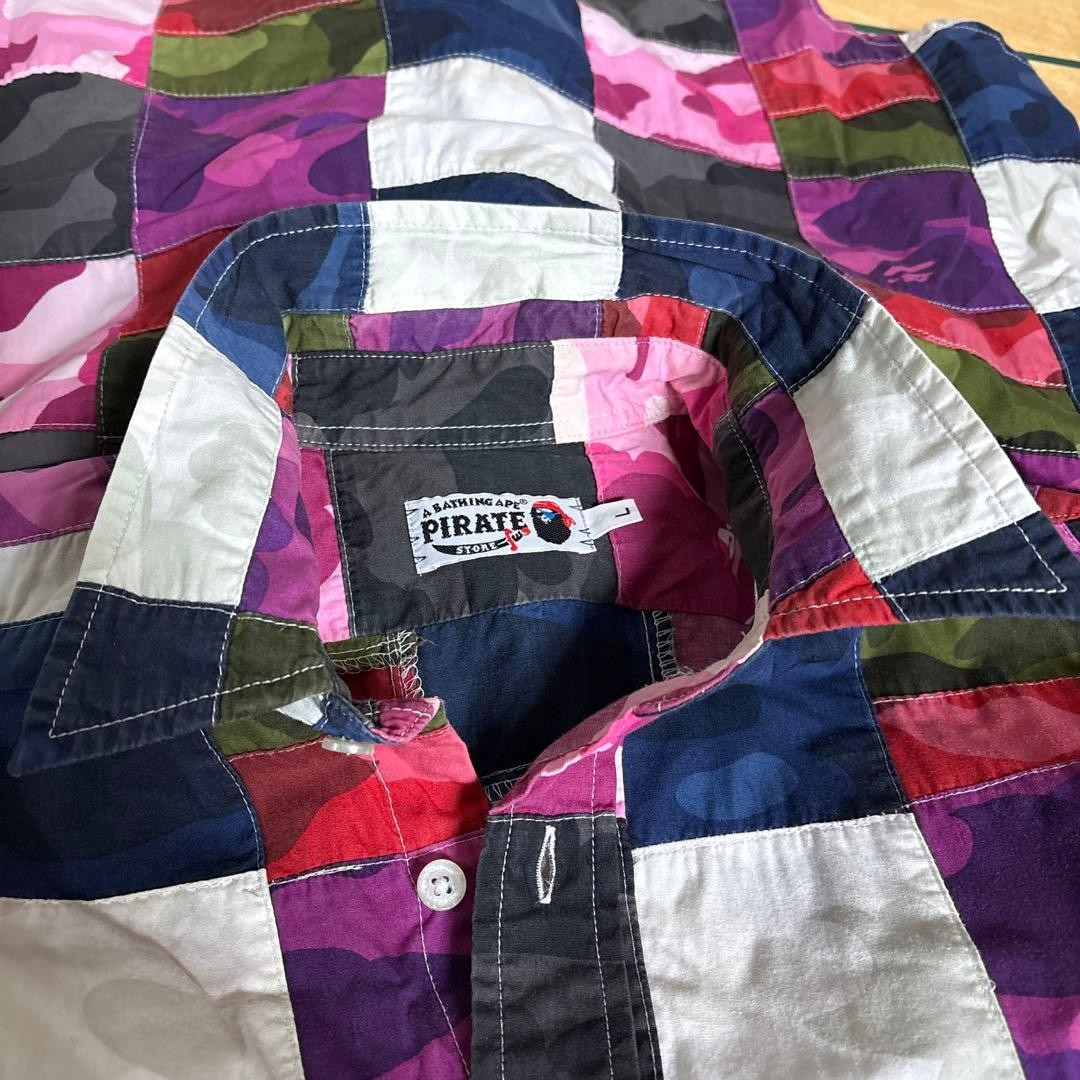 A BATHING APE PATCHWORK SHIRT CAMO MULTICOLOR BLO… - image 10