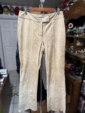 Wilsons Leather Pelle Studio Suede Leather Pants Women's Beige Sz 12
