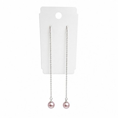 925 Sterling Silber rosa Perlen Ohrhänger lange Kette Hänger Damen Schmuck