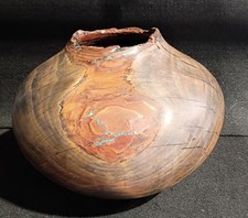 Ponderosa Pine With Turquoise Inlay Bowl 11"W X 9"L Handmade