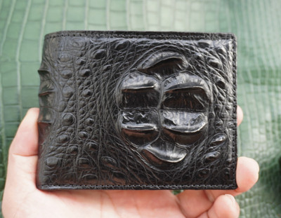 Black Double Side Real Crocodile Leather Skin MEN'S BIFOLD Wallet - NO ZIPPER T3