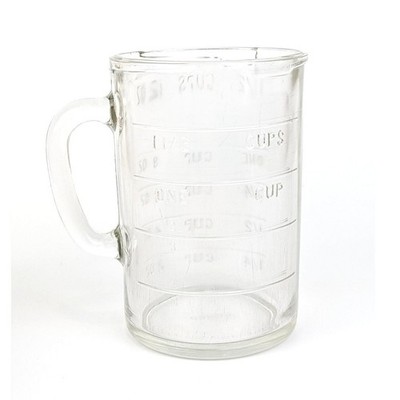 Vintage Fire King Clear Glass 1.5 Cup Measuring Cup D Handle 12 Oz