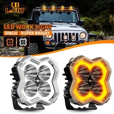 NOVSIGHT Halo 5" LED Work Lights Bar Spot Pods Offroad Truck SUV ATV Camping 2x
