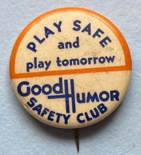 c1930s GOOD HUMOR Ice Cream Safety Club - Celluloid Pinbacks Product Dairy