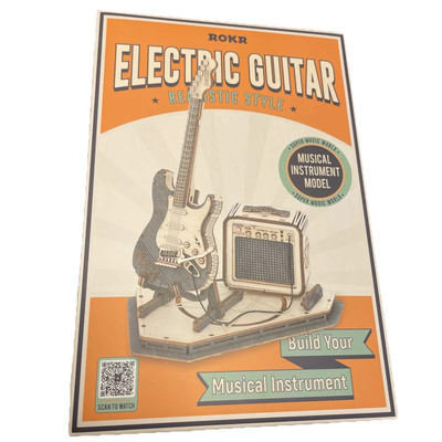 Rokr DIY Holz 3D Modellbausatz Musikinstrumente. Rocker Gitarrenbausatz Neuheit