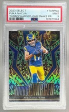 Puka Nacua 2023 Panini Select Green Black Snakeskin Turbocharged RC 2/2 PSA 9